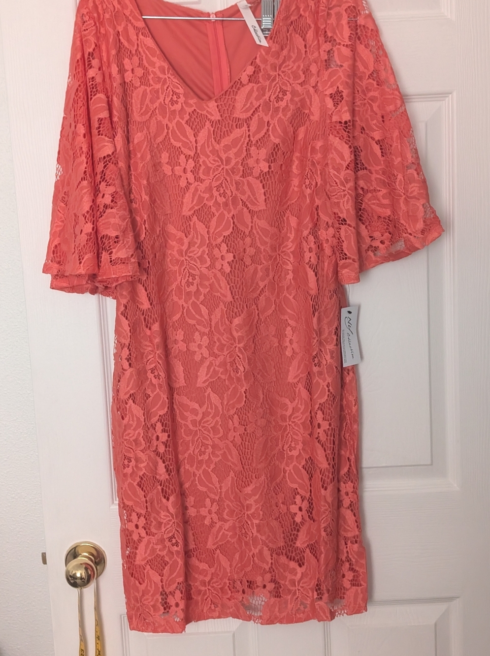 NY Collection Coral Lace V-Neck Shift Dress